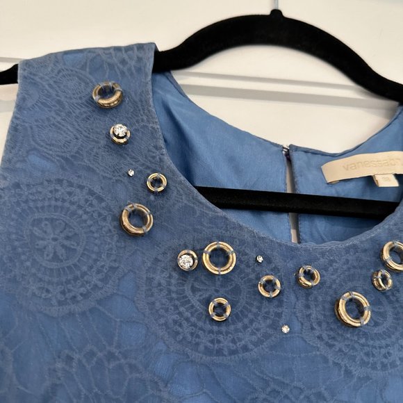 Vanessa Bruno Mini Dress Ring and Crytal Embellished Sz 38 in Blue - Picture 7 of 11